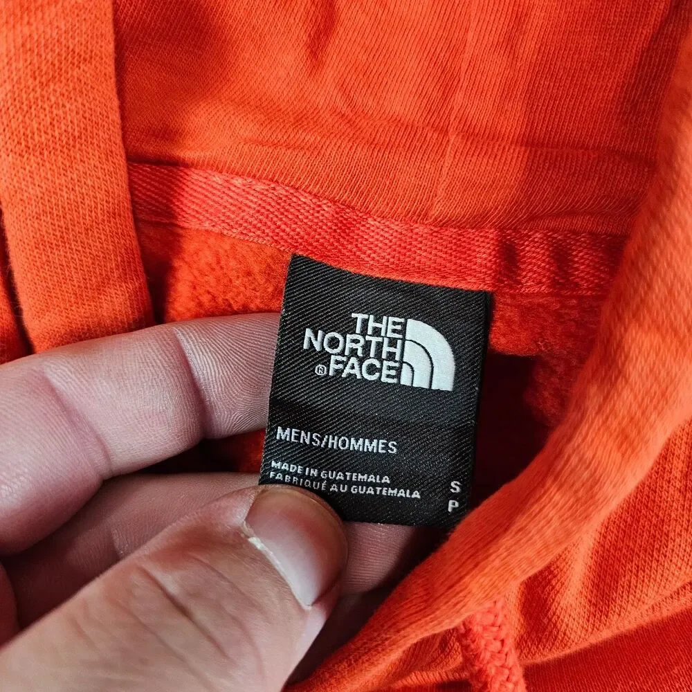 North Face Hoodie Men Small Orange Graphic Logo Athleisure Camp Hike Gorp Travel